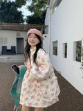 Pink Floral Quilted Coat- Outfit