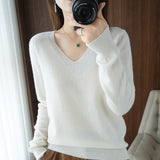 Sweaters Women Casual V-neck Solid Jumpers Pullovers Spring Autumn Womens Sweater Cashmere Knitwear Bottoming