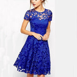 Women's Lace Dresses Short Sleeve Pack Hip White Red Dress Elegant Pencil Skinny Knee Dress Festive Party Vestidos