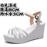 Super High Slope And 12Cm Fashion Cross With Small Size Women's Shoes One-Word Thick-Bottomed Waterproof Toe Women's