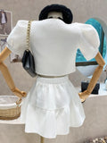 Sweet Two Piece Set Women Shirt Blouse Crop Top Skirt Suits Small Fragrance 2 Piece Suits Fashion Sexy Outfits For