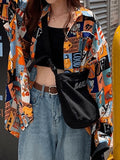 Vintage Mixed Print Long Sleeve Blouse- Outfit