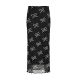 Zingj Casual Bowknot Gauze Print Skirt Women's New Low Purse Hip Straight Tube