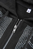 Rhinestone Skull Zipper Hoodie- Outfit