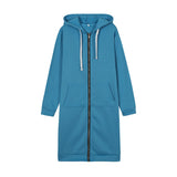 Casual Women Long Hoodies Sweatshirt Coat Zip Up Outerwears Hooded Jacket for Female Work Wear Plus Size S-5XL