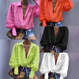 New Loose Long-Sleeved Suit Collar Shirt Lady