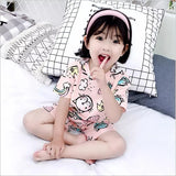 to 10 Years 2021 New Summer Girls Kids Pajamas Set Short Sleeves Sleepwear For Toddler Girls Cotton Pyjamas Set