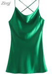 Summer Slip Dress Women 2023 Tie Dye Satin Short Woman Dresses Strappy Sexy Backless Strap Mini Dress Club Party