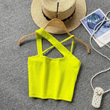 Zingj Version Of Solid Color Versatile Sling Vest Female Inside To Wear 2023 Summer New High Waist Crop Candy Color Small
