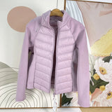 Autumn And Winter New White Duck Down Light Down Jacket Female Splice Stand Collar Outdoor Sports Yoga Clothing Short Coat Tide-Outfit