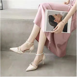 Pure Desire High-Heeled Women 2025 Summer Fragrant Style With Skirt Single Shoes One-Word Fashion