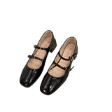 Red Mary Jane Shoes For Women's Shoes 2025 New Summer French Evening Black Spring And Autumn Single Shoes 211-1-Outfit
