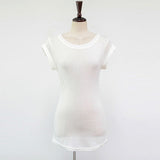 High Quality Plain T Shirt Women Cotton High Elastic Basic 2021 Summer Tops Short Sleeve Sexy Thin T-shirt See