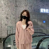 Zingj Sports Hoodie Suit Female 2024 Spring And Autumn New Small Hooded Short Coat Wide Leg Pants Two Sets-Outfit