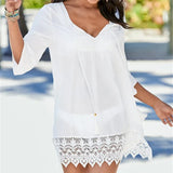 Sexy Boho Summer Beach Dress Women Beachwear Cotton Tunic Plus Size Clothing Loose Woman Clothes Club Party Dress