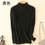 100% Mink Cashmere Knitted Pullover Women's Sweater Jumper Super Warm Female Soft Elasticity Slim Sweater Full