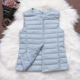 90% Ultra Light White Duck Down Women Vest Thin Coat Women Duck Down Sleeveless Jacket V Collar Or O Collar