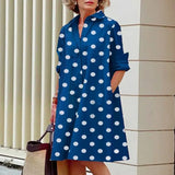 Long Sleeve Loose Party Dresses Autumn New Turn Down Collar Button-up Shirts Dress Women Office Casual Solid Midi