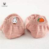 6 pairs of cute trendy socks female cartoon heel embroidery pure cotton women's socks casual sports funny ankle socks