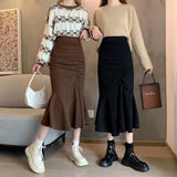 Hip Wrap Skirt 2022 Spring and Autumn New A-line Skirt Pleated Fishtail Skirt Student Fashion Skirt Women's