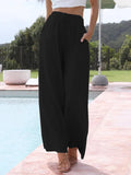 Cotton And Linen Drawstring Casual Trousers