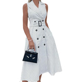 Spot 2025 Spring New Women's Fashion Temperament Striped Sleeveless Suit Collar