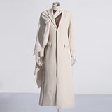Fire Millard Wind 2025 Autumn New Scarf Collar Long Sleeve Personality Hollow Design Solid Color Trench Coat