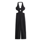 2025 New Women's Neck Collar Long Jumpsuit