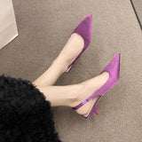 Zingj Women 2023 New Women's Shoes Summer Korean Version Pointed Baotou Heel Elastic Set Foot Fashion Sandals Women-Outfit
