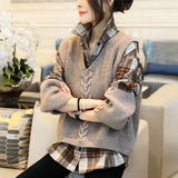 Zingj Vest Plaid Suit Female Shirt Vest Foreign Gas Reduce Age Leisure Two Sets Of Spring 2024 New Station-Outfit