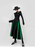 Black Patchwork Long Skirt- Outfit