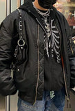 Rhinestone Skull Zipper Hoodie- Outfit