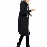 2020 Autumn Winter Long Sleeve Women's Hooded Zipper Cardigan Sweater Casual Straight Solid Pocket Ladies Long