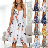 Floral Dresses Summer Vintage Sundress Female Beach Dress Button Backless Polka Dot Striped Women Boho Sexy Dress
