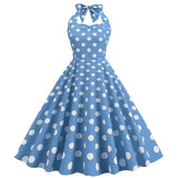 De Cocktail Halter Summer Vintage Dress Sleeveless Retro Sundress Elegant 2022 50s 60s Pin Up Rockabilly Flare