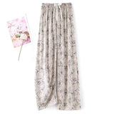 High-End Cotton Pyjamas Ladies Summer Thin Artificial Silk Home Leisure Long Trousers Straight Can Be Worn