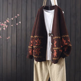 Maple Leaf Retro Knit Cardigan 2021 Fall New Loose Sweater Jacket Women's