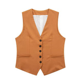 Women's 2025 Spring New Fashioned Colored Flax-Blend Vest + Shorts