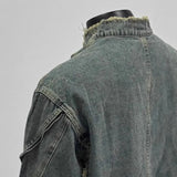 Deconstruction Of Hairside Fashion Denim Jacket Men Street Zipper Locomotive Jacket Short