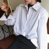 Streetwear Blouse Women Striped Shirt 2021 Spring Winter Long Sleeve Casual Loose Shirts Oversize Fashion Clothing