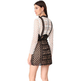 Summer Self Portrait Dress Runway Women Long Sleeve Lace Patchwork Dew Waist Hollow Out Bodycon Mini Party