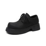 Derby Shoes Men's Black Big Head Lovers Casual Leather Shoes Men's Thick Sole Versatile Shoes