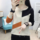 Long Sleeve White T Shirt Women Patchwork Vintage Loose Basic Tshirt Korean Style Streetwear T-shirt Autumn Winter