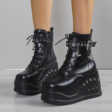 Thick Boots 2025 New Dark Gothic Rivet Slope And Short Boots Women's Size Martin
