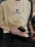 Zingj Short-Sleeved T-Shirt Men And Women Loose Casual Retro Shoulder Sleeve Ins Simple Thin Letter Versatile