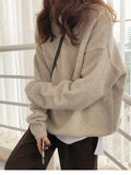 solid color oversize sweater with crew