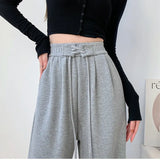 Zingj Sports Pants Female Autumn Style Lazy Retro Straight Leg Hanging Feeling Wide Leg Pants Casual Bathroom Pants Design Sense-Outfit