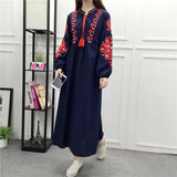 Zingj And Autumn New National Wind Heavy Industry Embroidery With Cotton And Linen Embroidered Skirt Loose A Word Lantern Long-Sleeved
