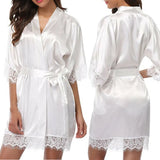 Women Night Gown Satin Robe Bathrobe Satin Nightgown Halt Sleeve Pajamas Lingerie Night Mini Dress Lace Sexy Sleepwear hot
