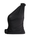 Contracted Wind 2025 Autumn New Unilateral Shoulder Belt Design Three-Dimensional Flower Pure Color Pleated Female Slim